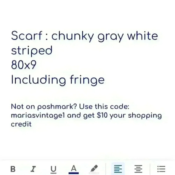 VTG #superchunckyscarf #superlongscarf  gray white black striped scarf - Picture 3 of 3